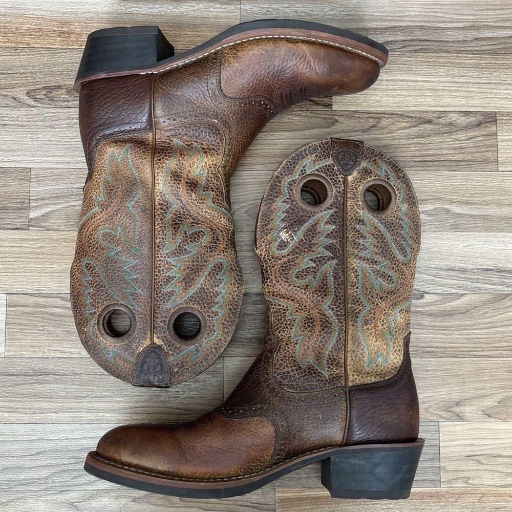 Ariat Buckaroo Stockman Western Cowboy Boots Brown Mens Size 11D Rodeo Ranch - Picture 7 of 16
